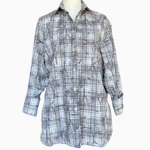 Maus & Hoffman Grey Button Front 100% Cotton‎ Shirt Sz M